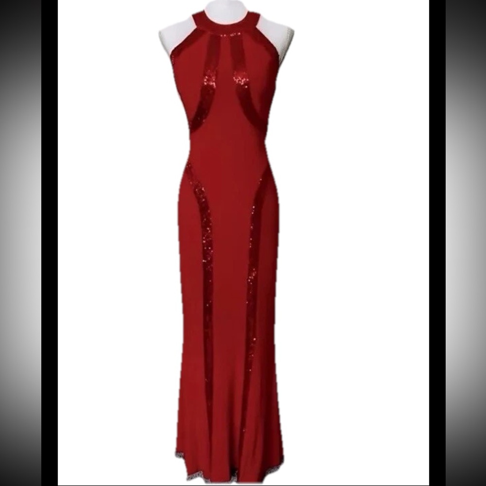 Faviana Sequence Gown Size 6‎ Prom Wedding Formal Red Original 2015 Valentine